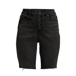 Time and Tru Women's High Rise Button Fly Denim Bermuda Short